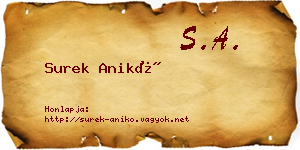 Surek Anikó névjegykártya